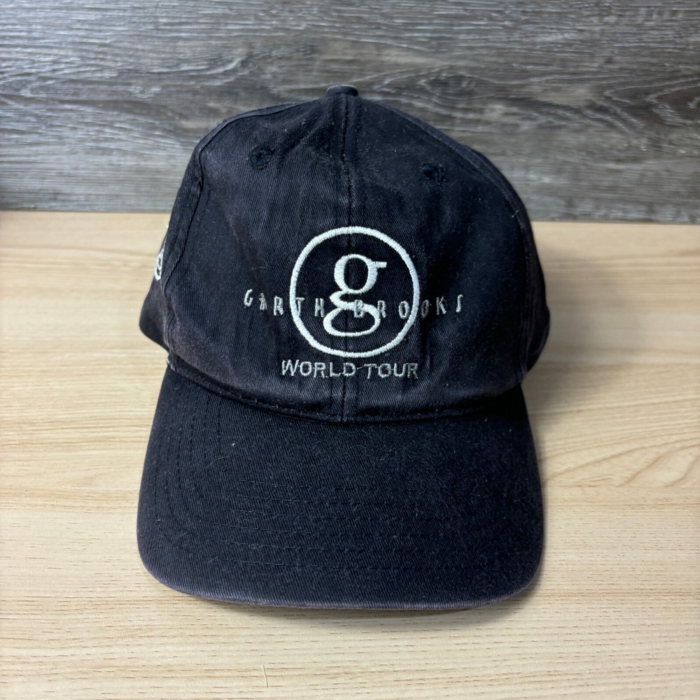 Vintage Garth Brooks Hat Cap Snap Back Black Logo World Tour Adjustable